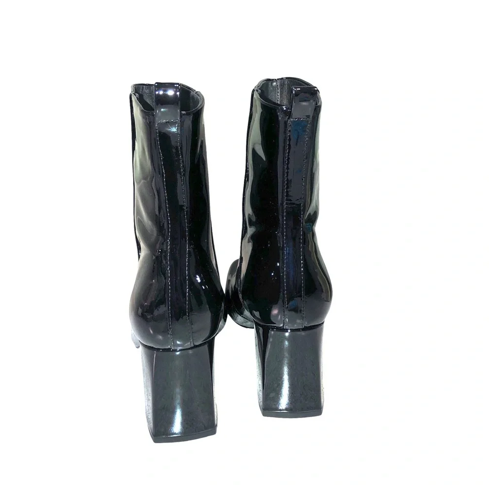 good american patent leather black  heeled boots NWOB